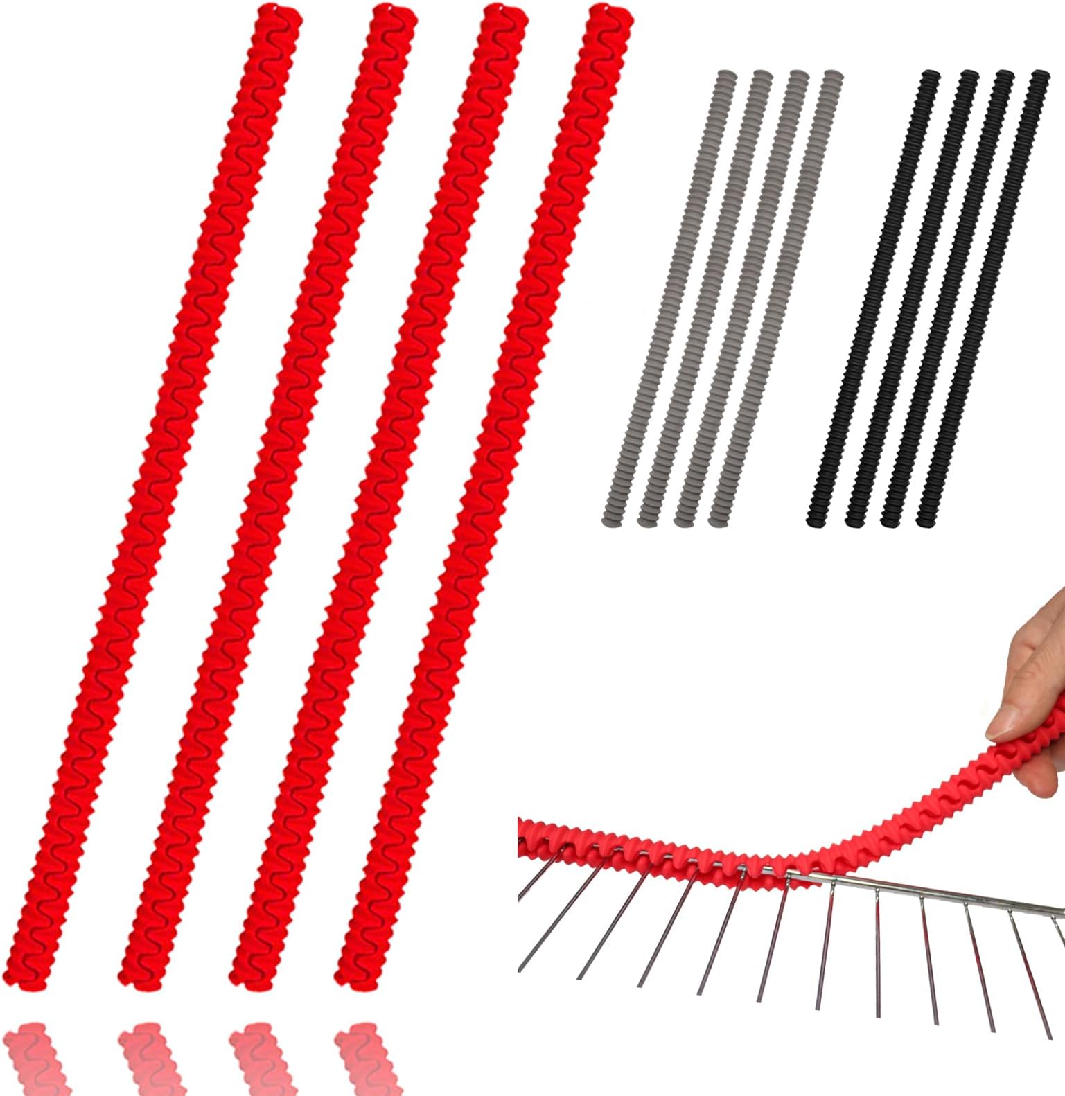 Oven Rack Shields - 4 Pack Heat Resistant Silicone Oven Rack Cover 14 inches Long Oven Rack Edge Protector, Protect Against Burns and Scars (Red)