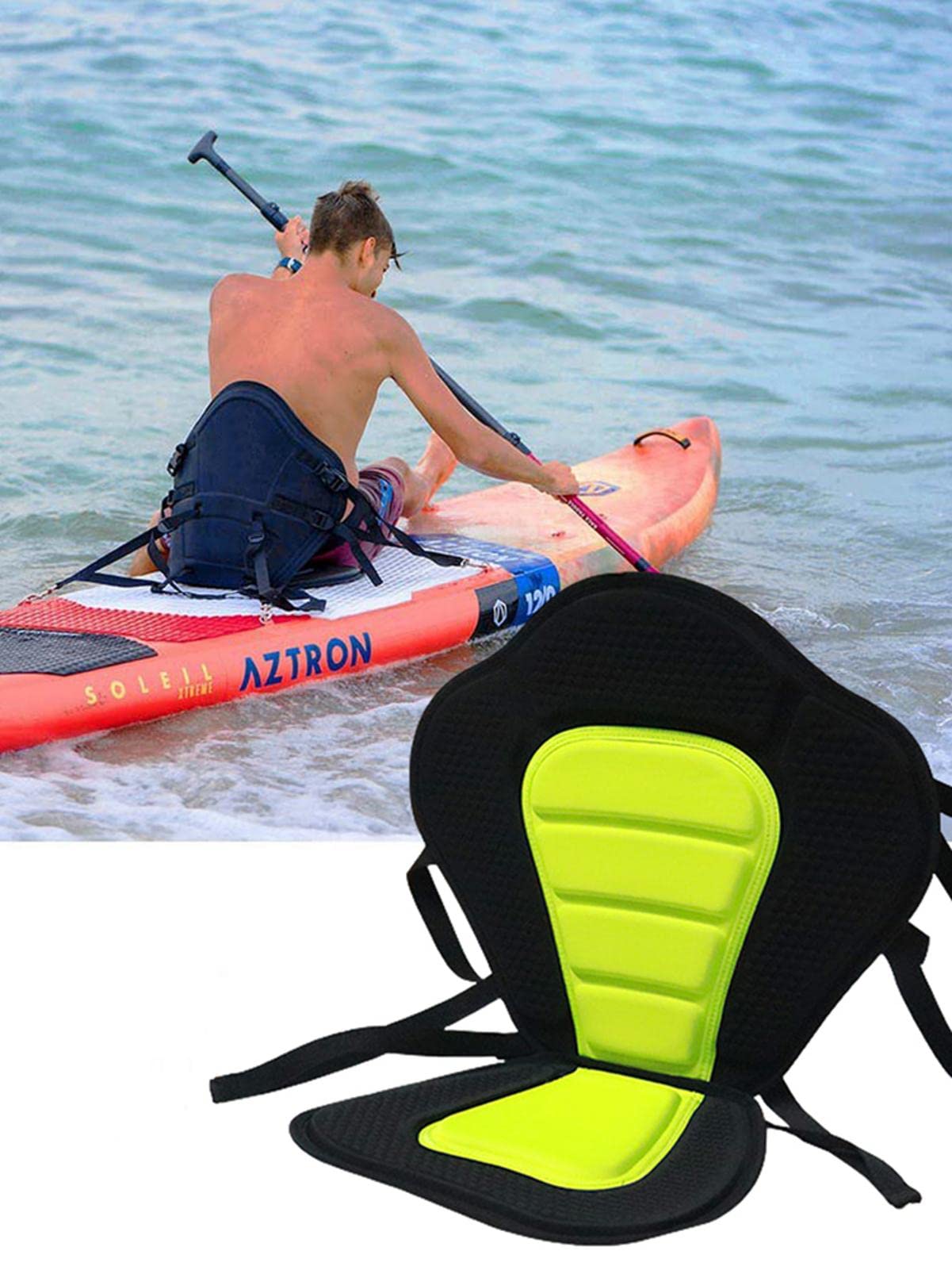 Sitzkajak Kajak Rückenlehne Kajak Sitz|Kajak-Sitz für Board Stand Up Paddle Surfboard Sitz mit Aufbewahrungstasche,Paddling Paddelboards Gepolsterte Sitz,Kanusitz mit hoher Rückenlehne