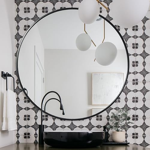 Miniatura 1 de Eruner Large Round Mirror 39 Inch Black Metal Frame Wall Mirror Oversized Circle Mirror Modern Vanity Mirror for Bathroom, Living Room, Entryway