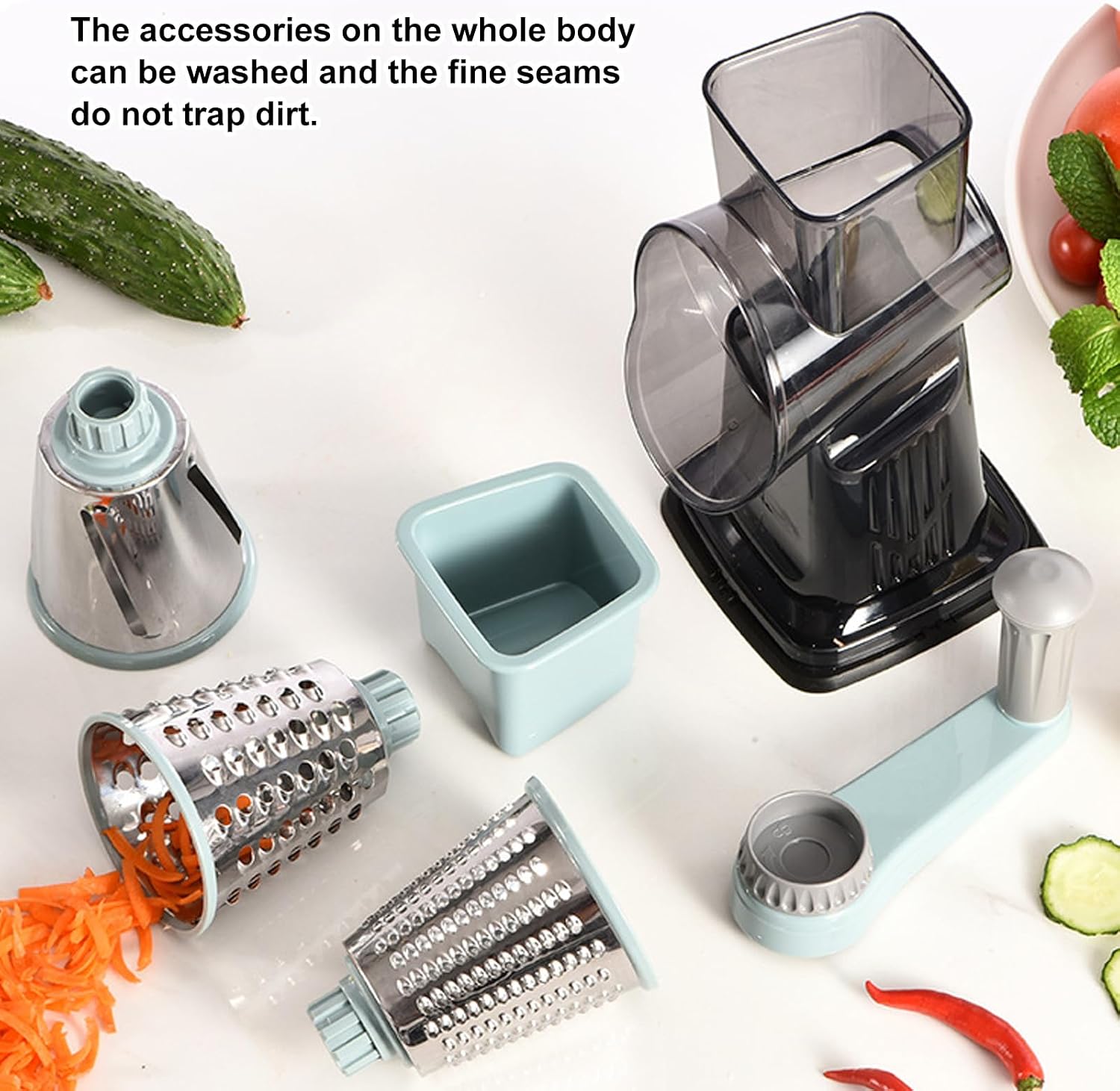 Kitchen Grater with 3 Cutting Functions for Cheese Vegetables and Ingredients Suction Base Grater