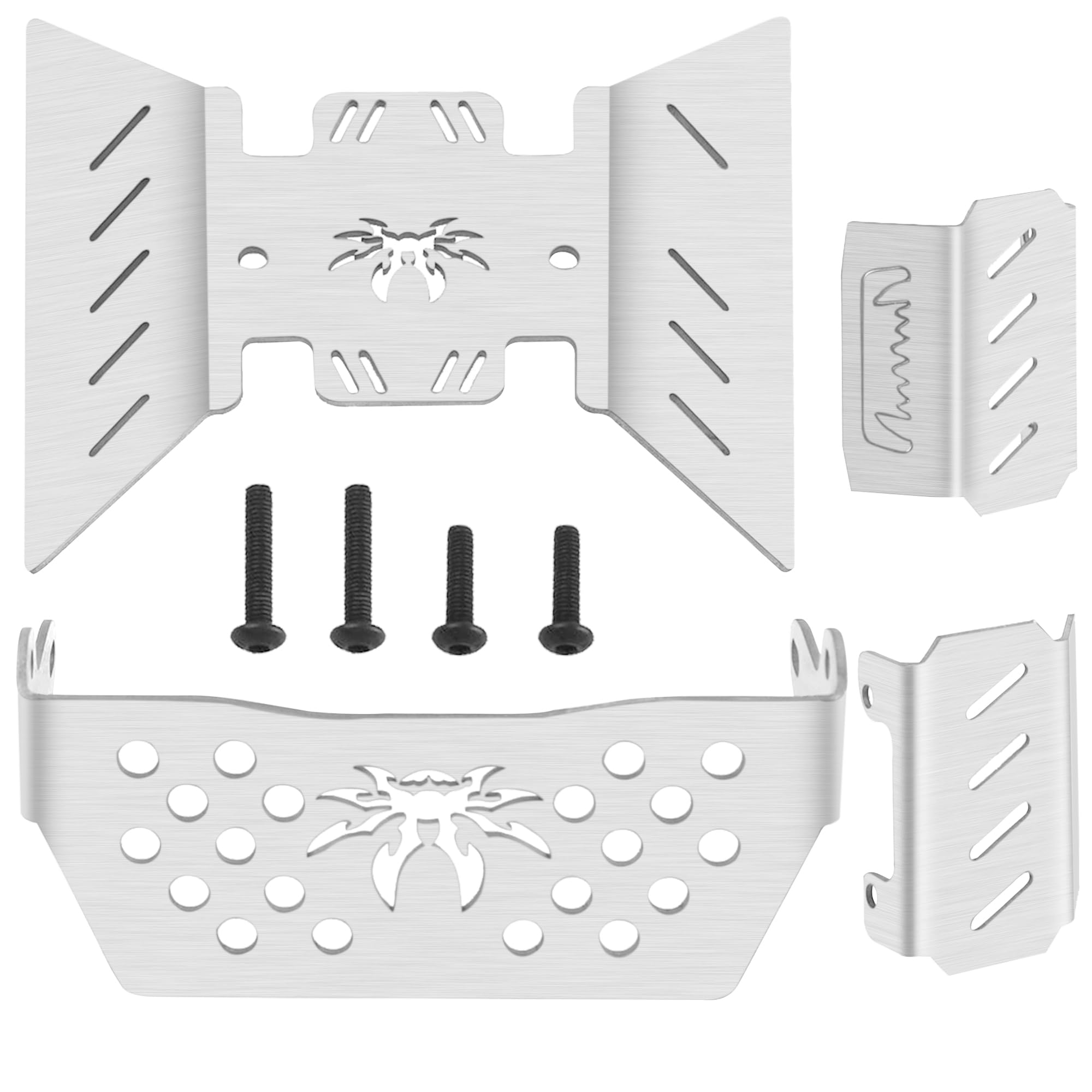 4Pieces ShareGoo Stainless Steel RC Skid Plate,RC Chassis Armor Protector Plate Protection Compatible with Axial SCX10-III AXI03007 1/10 RC Crawler