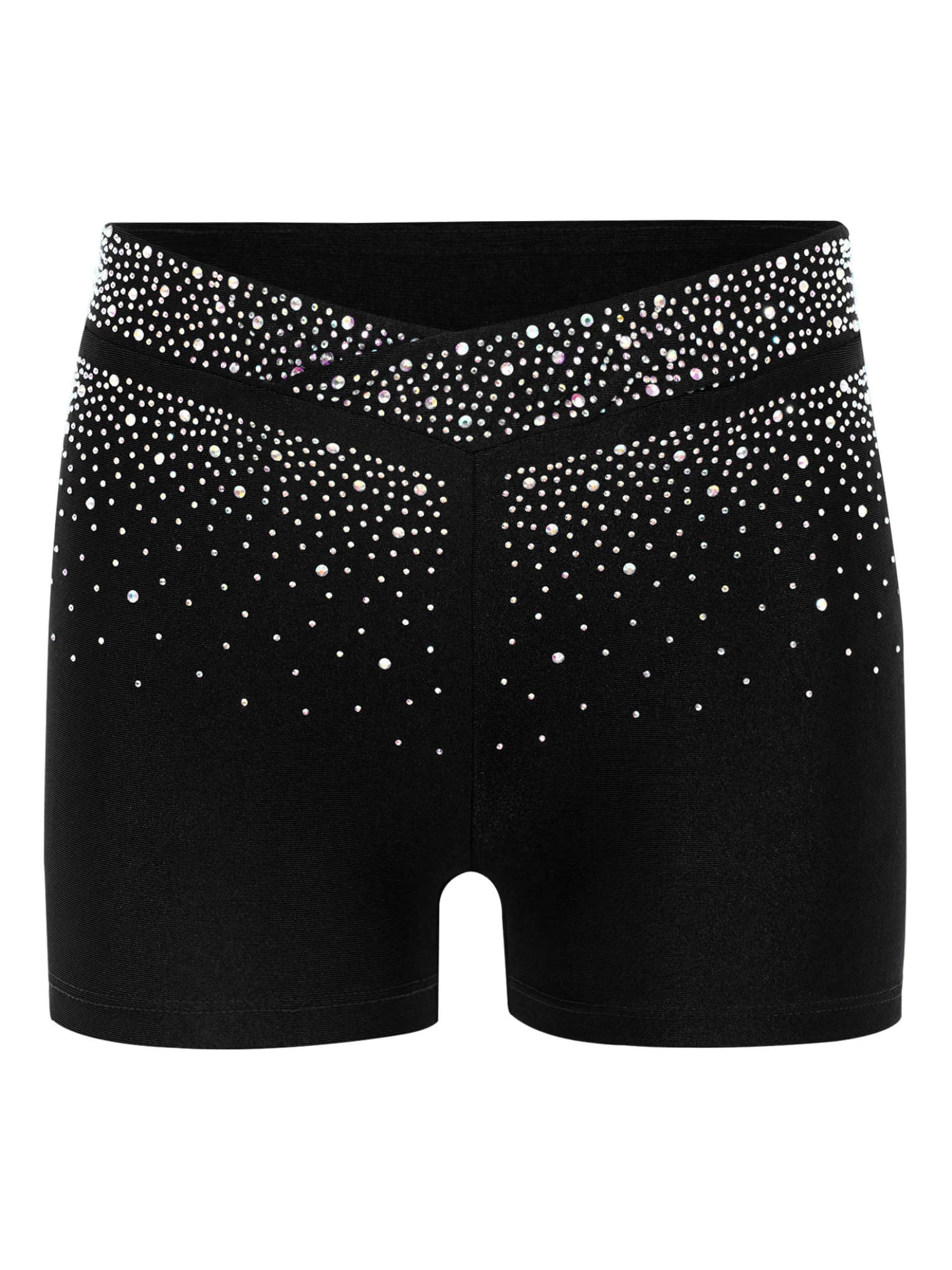 inlzdz Abito Da Pattinaggio Artistico Bambina 2 Pezzi Strass Crop Top Reggiseno + Pantaloncini Tuta Da Ginnastica Artistica Abito Da Ballo Latino Jazz Tango Nero B 15-16 anni