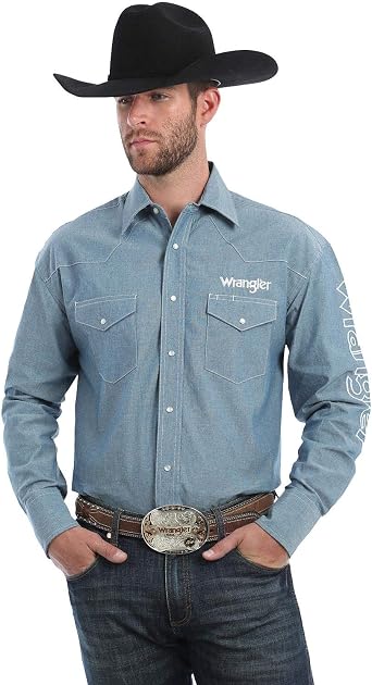 Amazon.com: Wrangler Camisa de manga larga con logotipo para hombre : Ropa,  Zapatos y Joyería