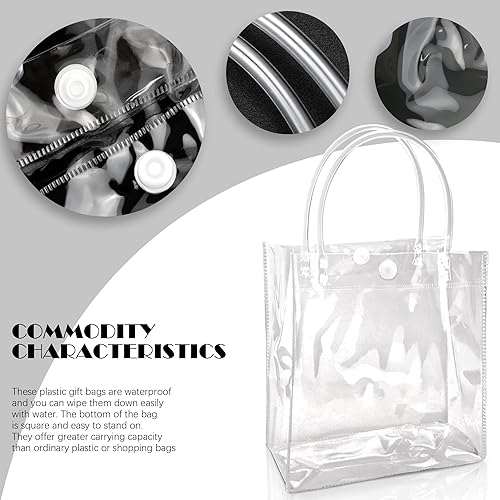 Miniatura 6 de BadenBach 16 bolsas de regalo de plástico transparente con asa, reutilizables, de plástico de PVC transparente, para compras, mercancía, boutique,