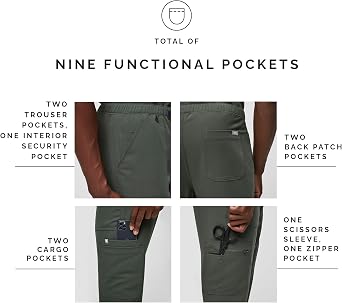 FIGS Cairo Cargo Scrub Pants for Men Classic Straight Leg Fit, 9 Pockets, 4-Way Stretch, Anti-Wrinkle