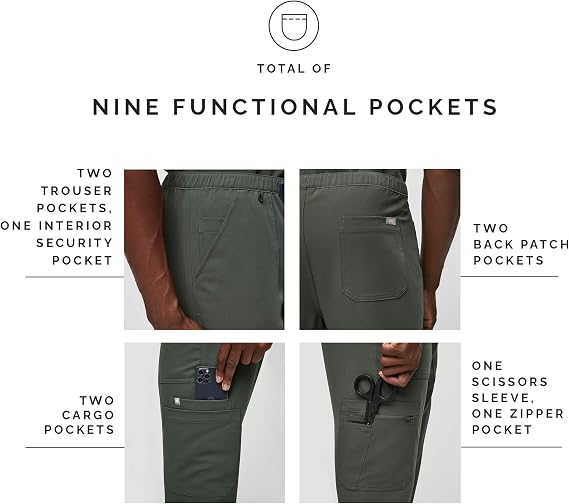 FIGS Cairo Cargo Scrub Pants for Men Classic Straight Leg Fit, 9 Pockets, 4-Way Stretch, Anti-Wrinkle