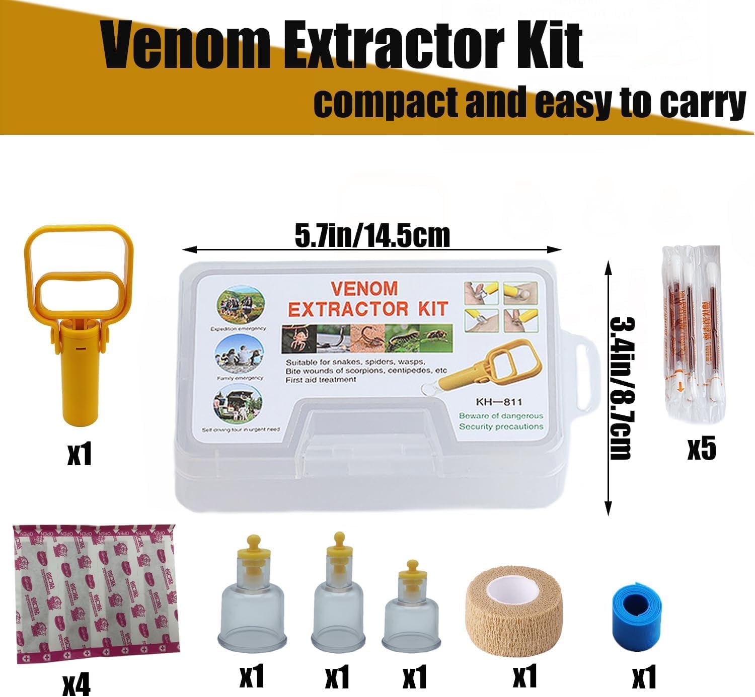 GOVINDGOPAL Venom Extractor Suction Pump kit Insect Bug Bee Sting Snake Bite Kit Survival Kits Emergency First Aid Supplies for Hiking Backpacking Fishing Hunting