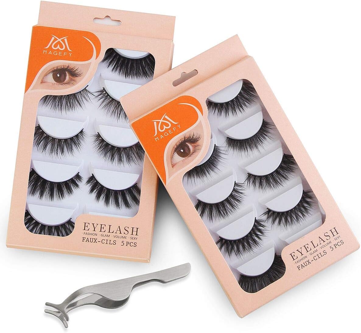 MAGEFY 10 Pairs Fake Eyelashes Reusable 3D Handmade False Eyelashes Set for Natural Look with False Lashes Applicator-10 Styles