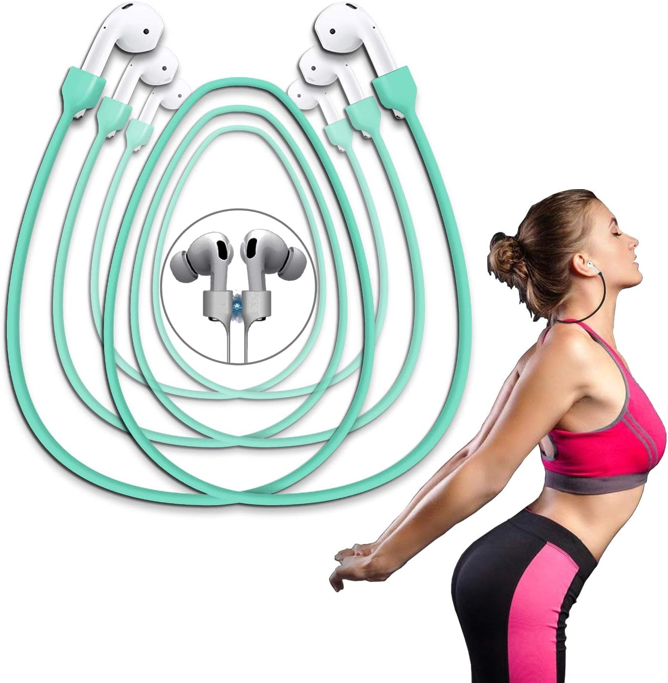 Airpods Strap Magnetic Super Strong Cord Anti-Lost Leash Sports String - Accessories for Airpods PRO/2/1(3 Mint)