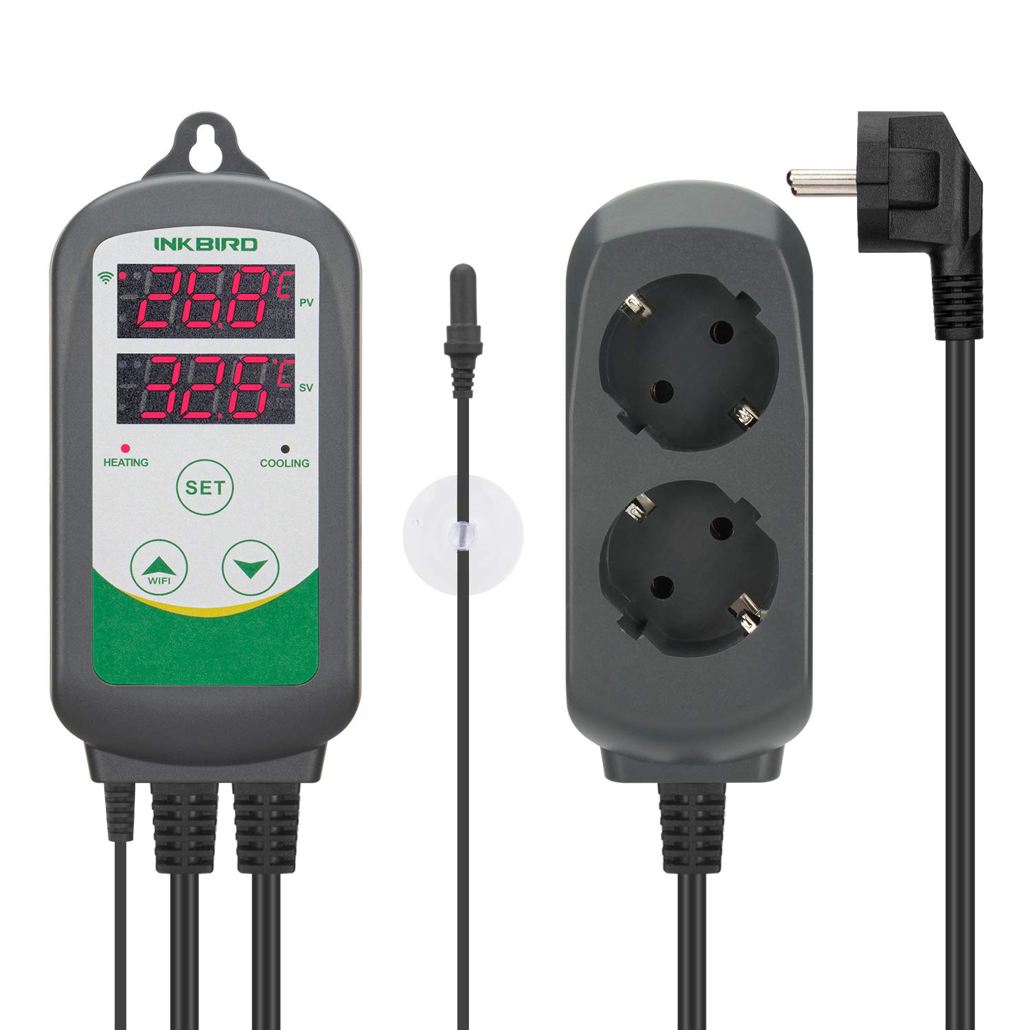 Inkbird ITC-308-WIFI temperatur Thermostat, 230V Heizung Kühlung Steckdose mit wasserdichte Sonde Für Aquarium