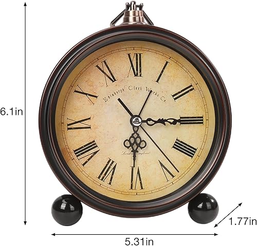 Miniatura 4 de Pequeño despertador analógico de viaje, reloj pequeño súper silencioso de 5,25 pulgadas, no tictac, romano