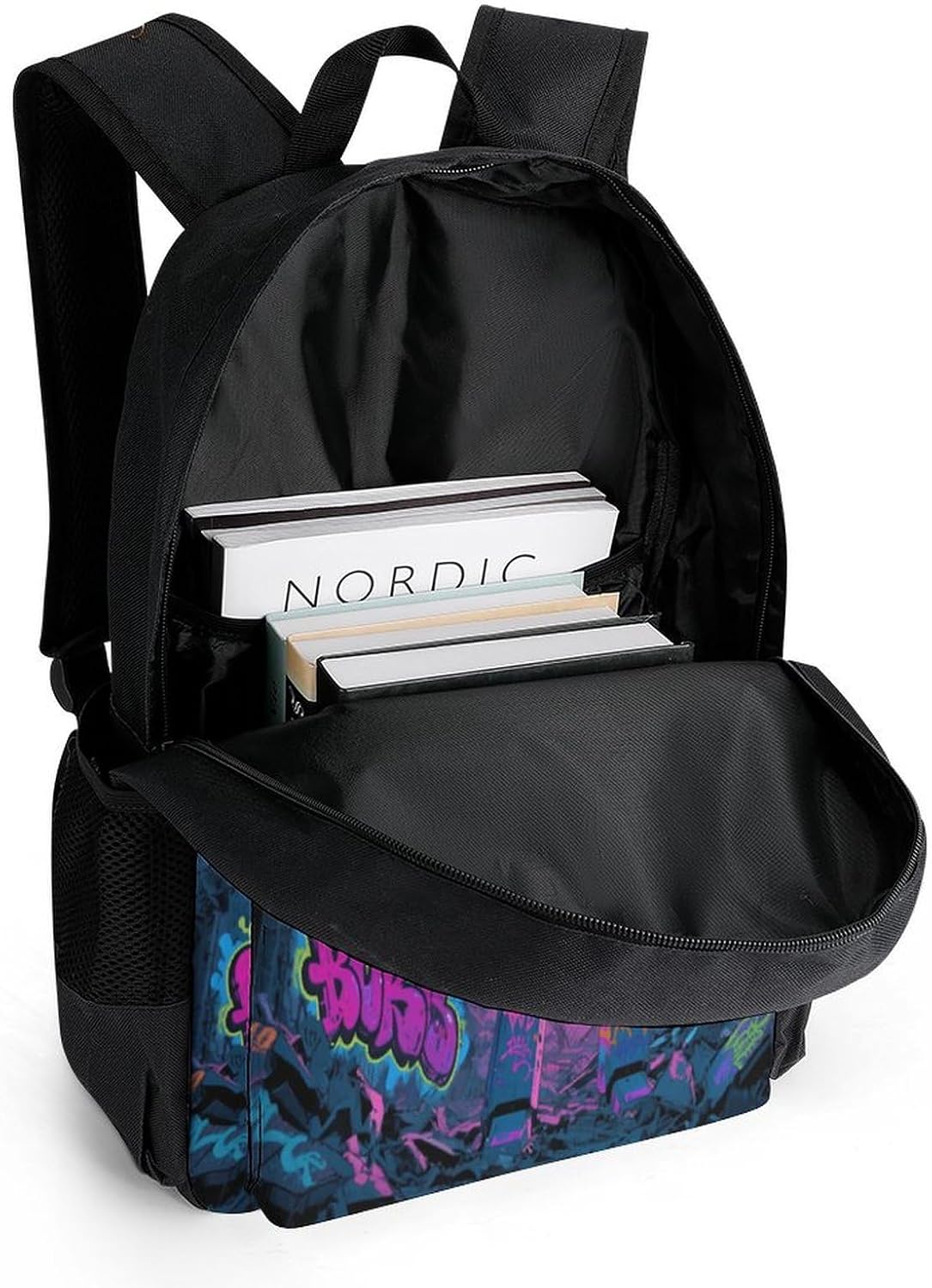 Graffiti Robot Backpack Daypack Travel Backpack | Lightweight Casual Laptop Backpack for Women Men Aesthetic Travel Bag for Weekender Business Hiking Outdoor