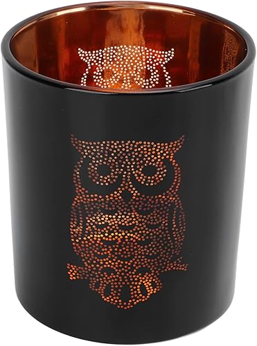 HEITIGN Portavelas de cristal, negro y dorado, boda y ocasión formal, vidrio inodoro, portavelas romántico para decoración de bar y oficina en casa