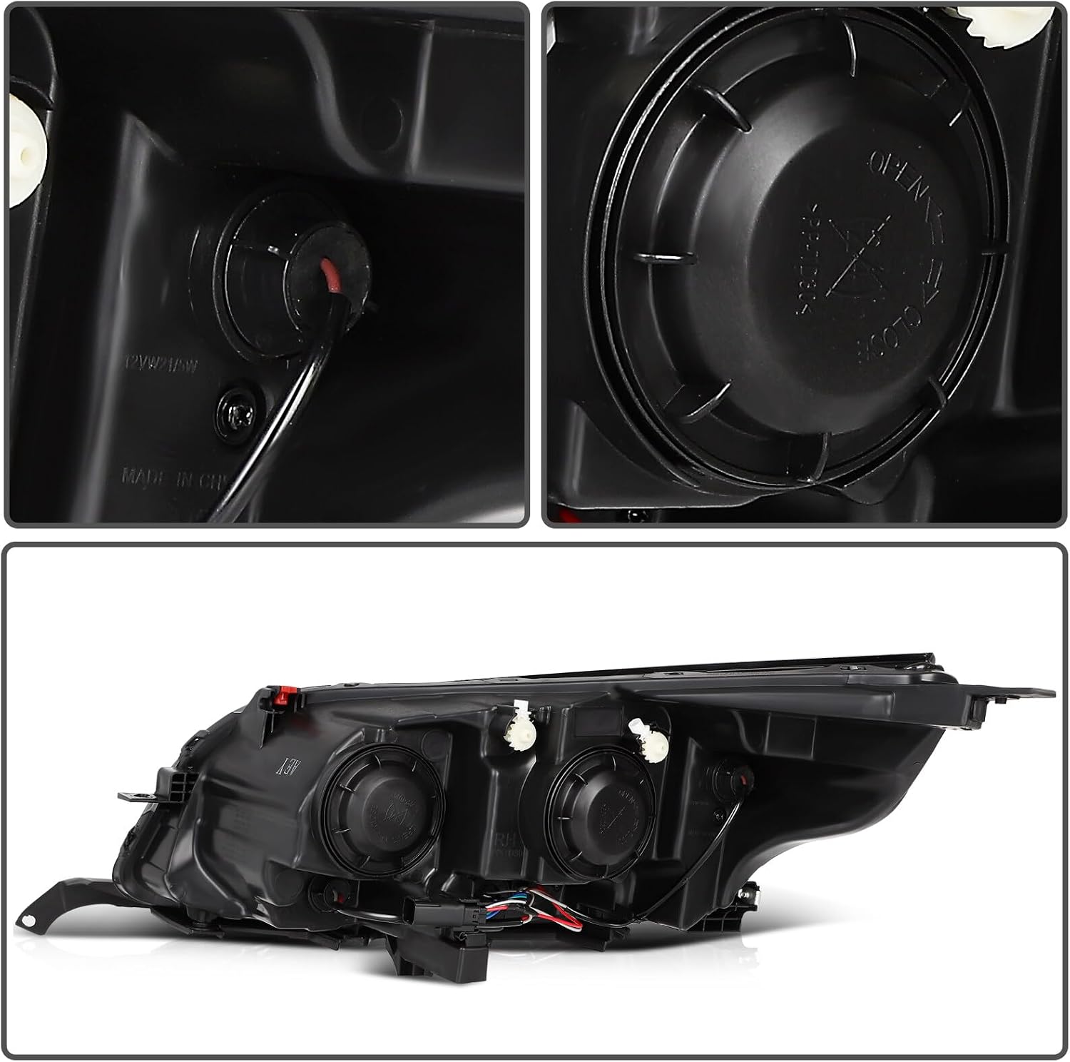 ROADFAR Fit For Chevy For Malibu 2013 2014 2015 Headlight Assembly + Park/Signal Headlamp,Black Chrome Housing (Driver and Passenger Side)