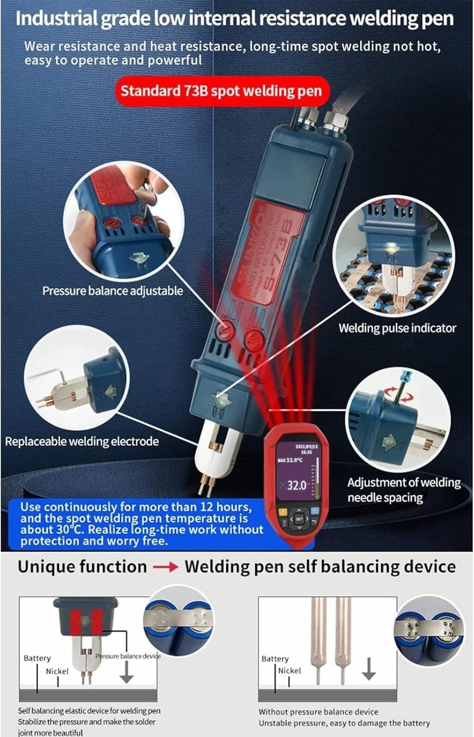 Cordless Spot Welder,801DBattery Welding Machine, 12 kW Capacitor Energy Memory Pulse Spot Welder for 18650, 14500 Lithium Battery DIY Hand Welding Pin