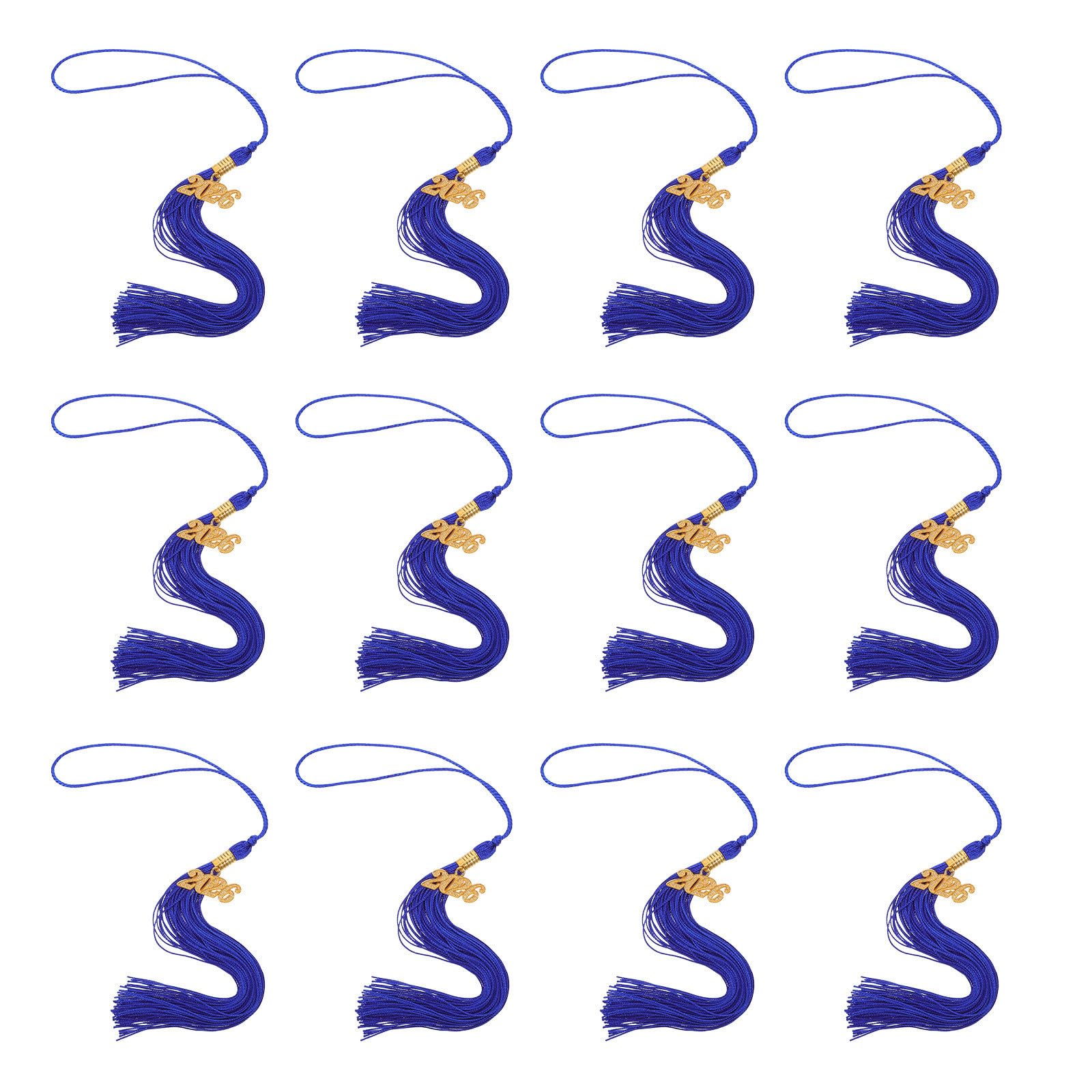 Accesorio elegante 2026 con recuerdos para birrete académico de poliéster azul 12 piezas