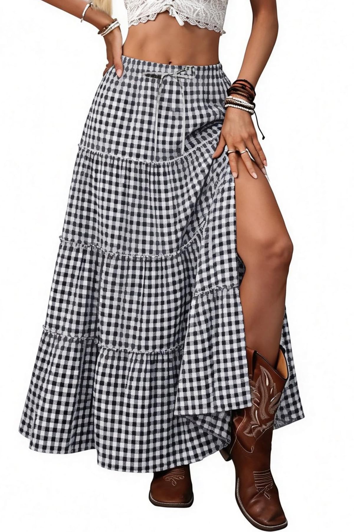 ELLEVEN Maxi Skirts for Women Boho Skirt with Pockets Summer Outfits