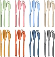 JINGIHE 8 Sets Large 8-Inch BPA-Free Reusable Knives Forks Spoons Set - Portable Travel Cutlery for Camping Picnics Kids Adults