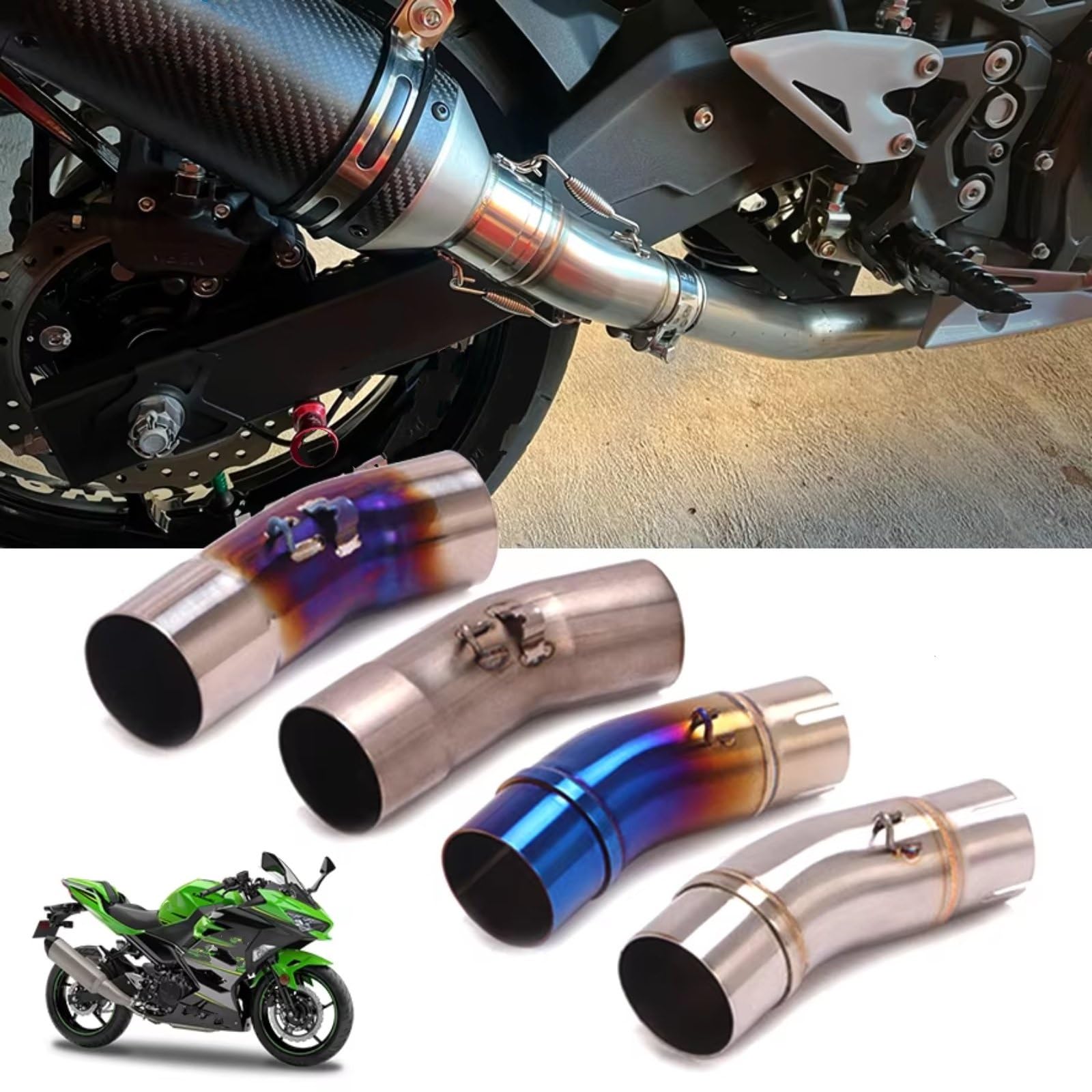 Amazon | スリップオンマフラー Compatible With For Ninja400 For