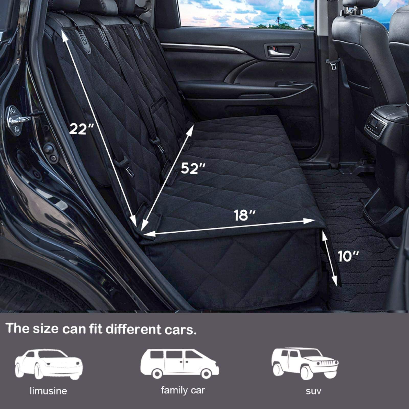 Bench Dog Car Seat Cover for Back Seat Waterproof Seat Covers Durable Scratch Proof Nonslip, Protector for Pet Fur & Mud Washable Backseat Cover for Cars Armrest Compatible