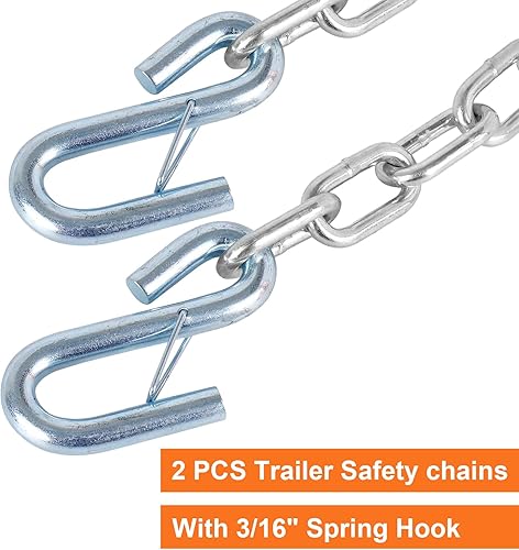 Miniatura 7 de TeukRiGa Cadena de seguridad de acero grado 30 de 516 x 27 pulgadas con ganchos de clip de resorte, 7000 libras, 2 unidades (516 x 27 pulgadas)