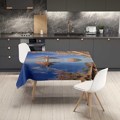 Miniatura 2 de Apartment Decor Manteles De Mesa De Tela para Fiestas Blue Brownsmall Picnic Table Washable Water Resistance 54 X 54 Inch