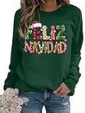 Feliz Navidad Christmas Sweatshirt Women Ugly Mexican Bright Santa Christmas Sweater Spanish Holiday Long Sleeve Top