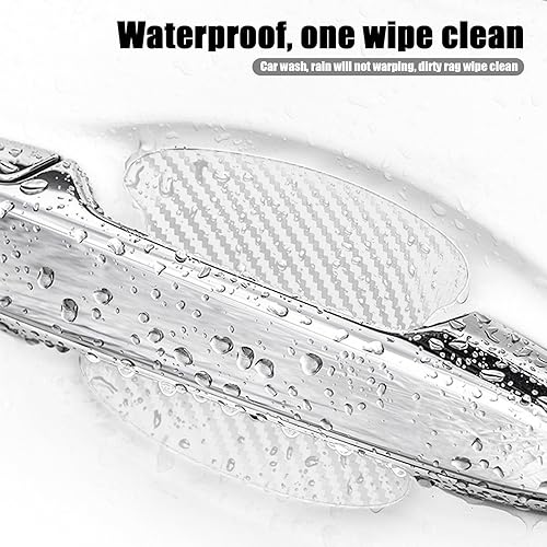 Miniatura 6 de Crynod 4 protectores para cuenco de puerta de automóvil, 3.38 x 2.67 pulgadas, mango de fibra de carbono interior antiarañazos, accesorio universal