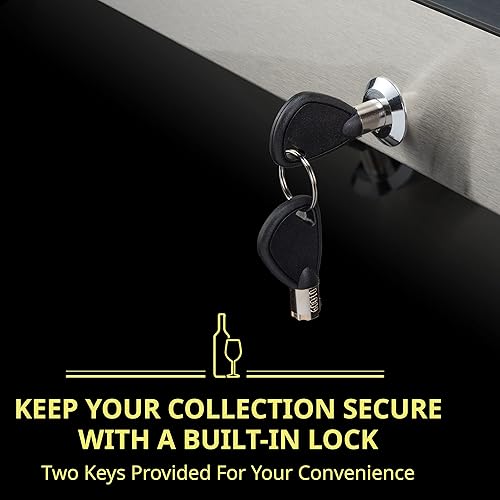 Miniatura 7 de Schmécké Refrigerador de vino de doble zona de 33 botellas con cerradura, gran bodega independiente para vino tinto, blanco, champán y vino