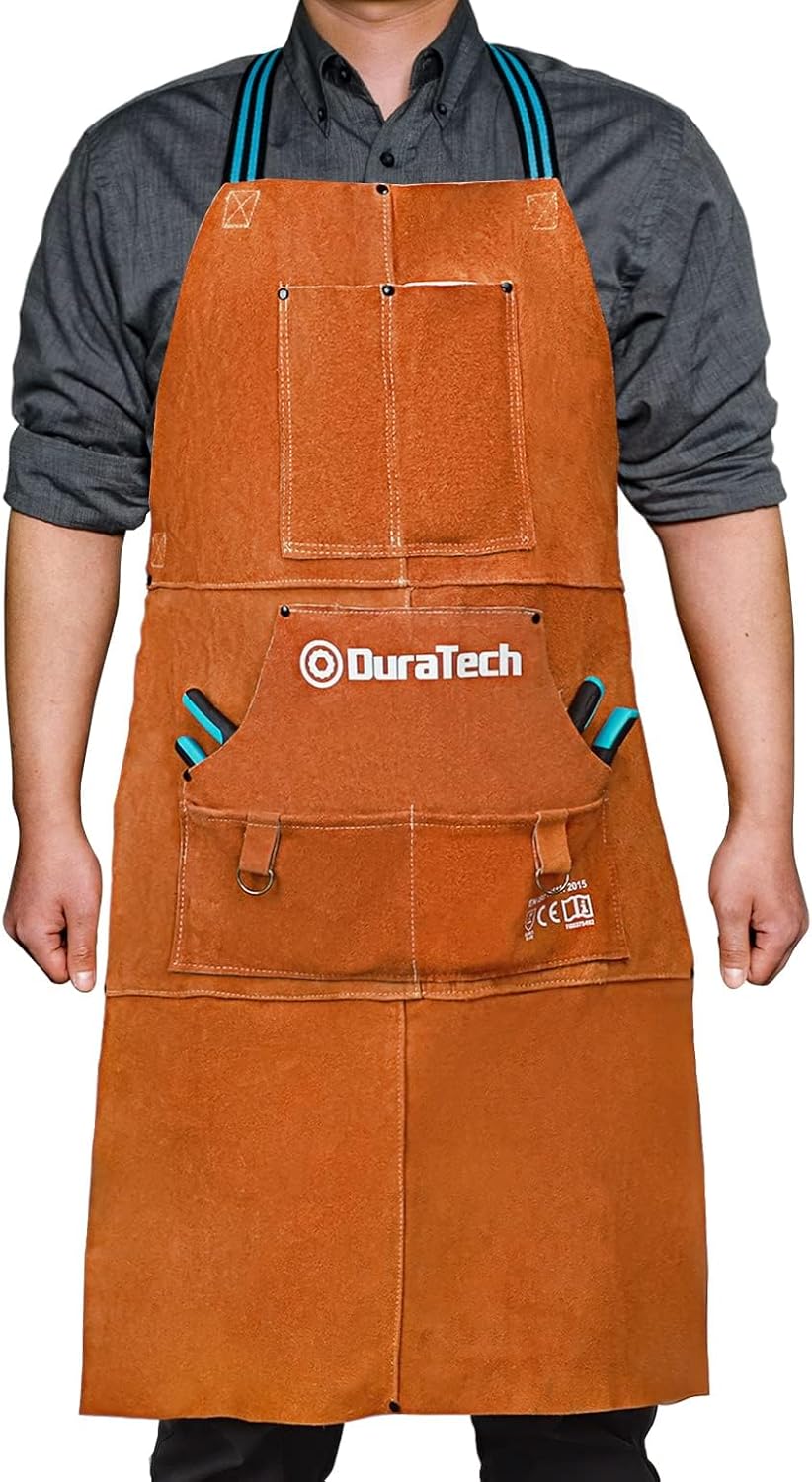 DURATECH Welding Apron, 36" Leather Welding Apron Heat Flame Resistant