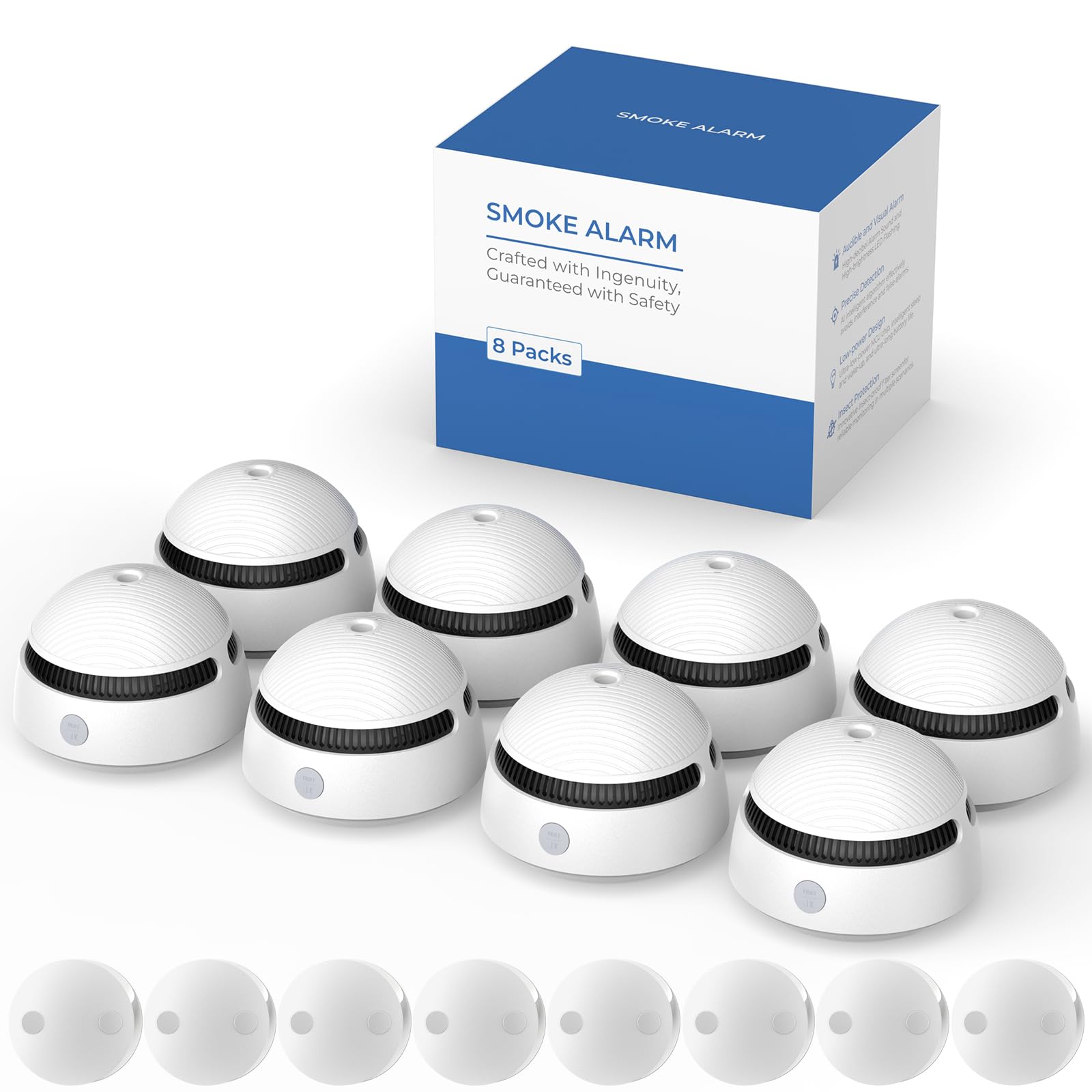 Smoke Alarm for Home,Smoke Detector with 10-Year Battery,8 PCS