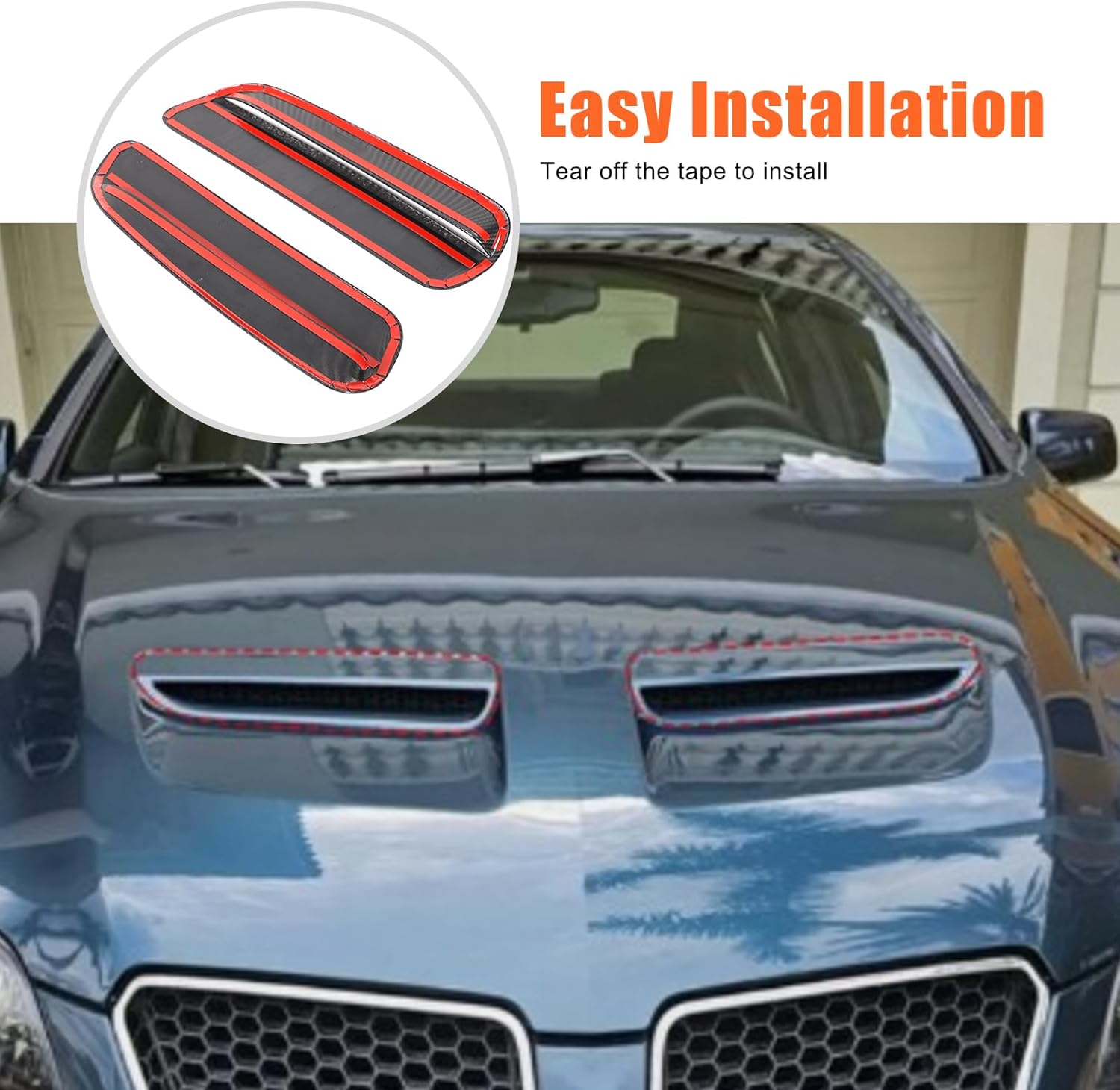 Hood Engine Air Vent Outlet Trim Cover Compatible with Pontiac G8 2008 2009 Accessories, Hood Air Vent Molding Trim Cover (Carbon Fiber Color)
