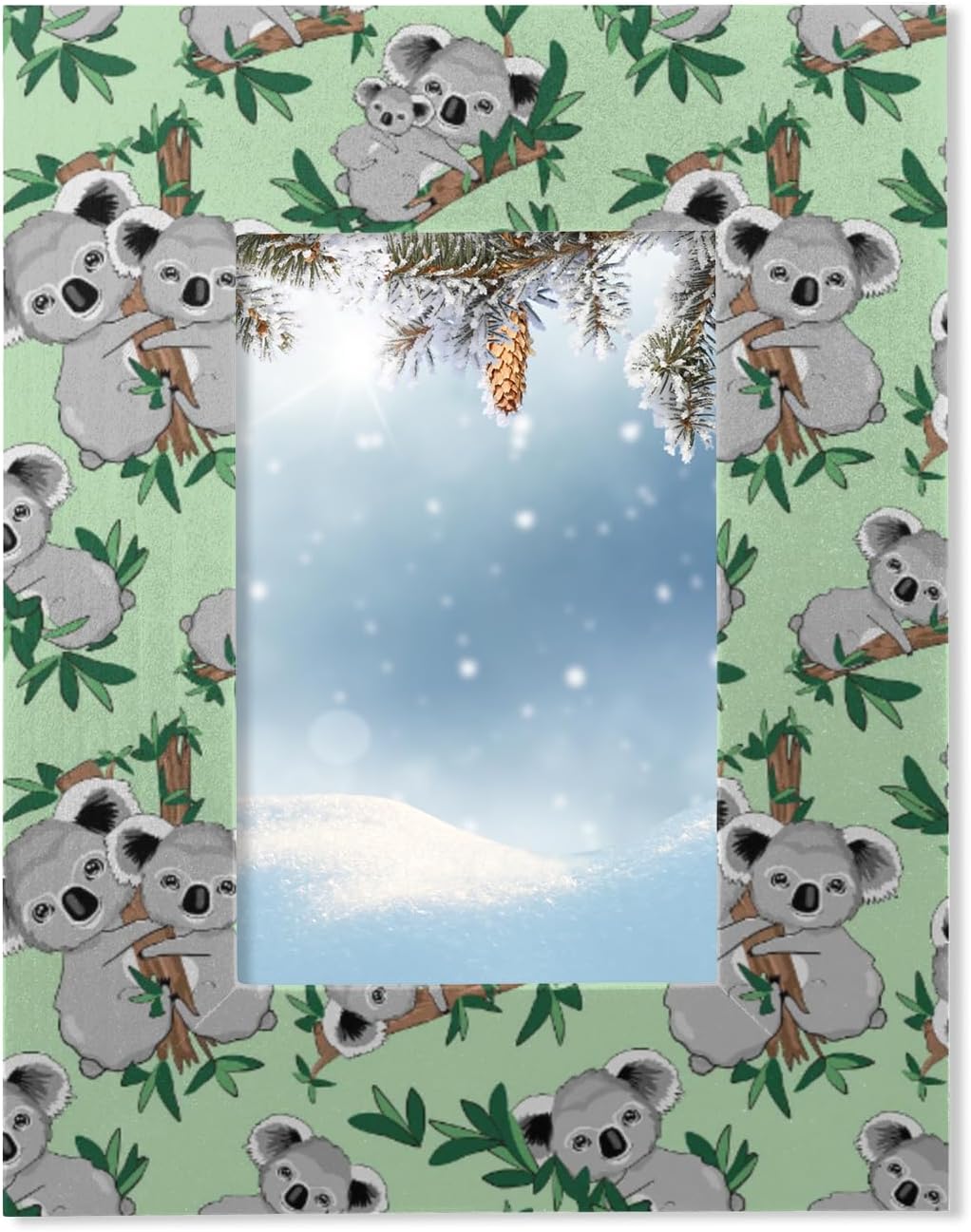 Cute Koalas 4x6 Picture Frame Picture Frames for Tabletop Display Wall Mounting Solid Wood Picture Frame with Acrylic Fits 4x6 or 3.5x5 Pictures for Home Office Decor Photo Display