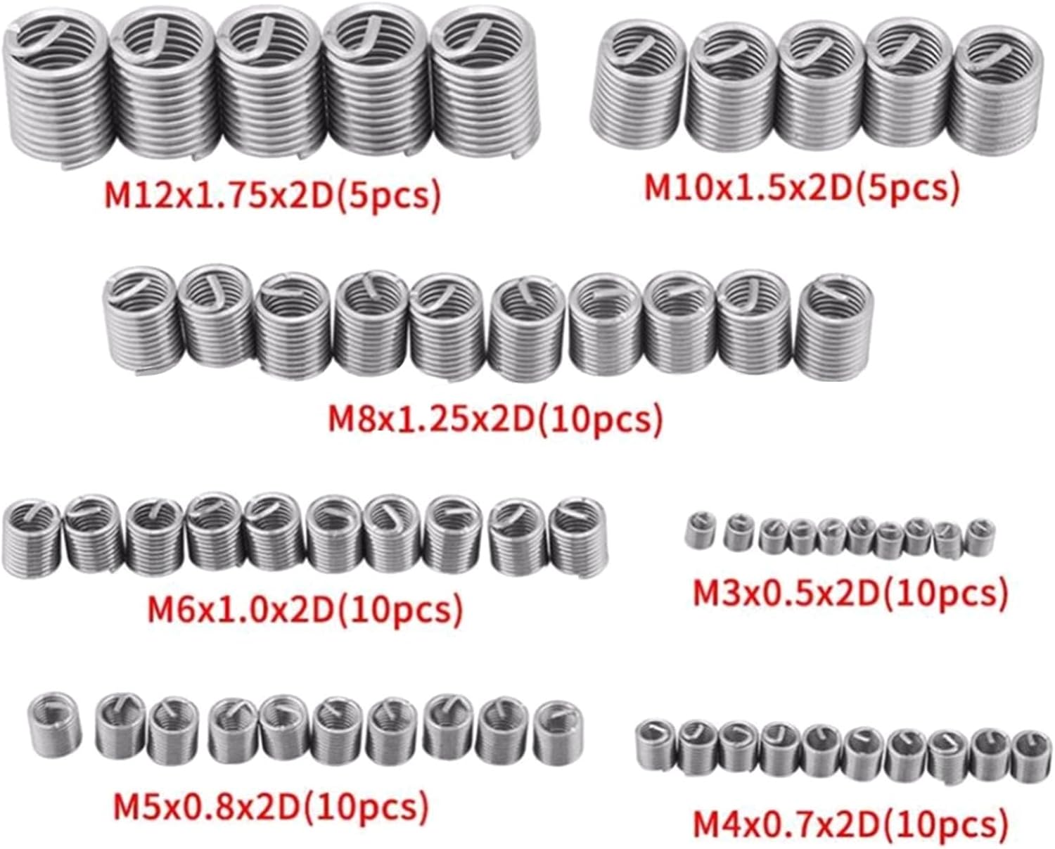 Metric Call Thread Helical Insert Steel Wire Thread Insert 60pcs Set for Professional Technician and Enthusiast