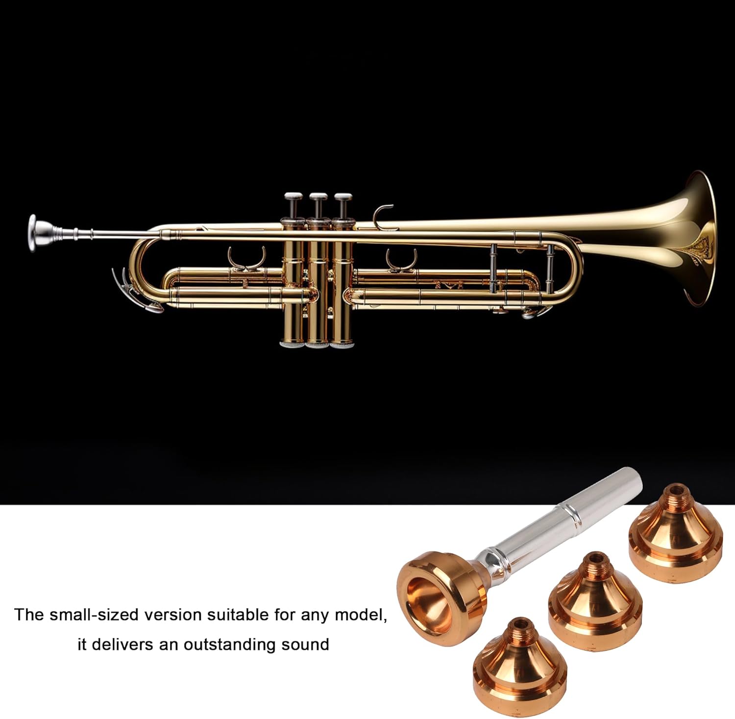 Yibuy Trumpet Mouthpiece Brass Gold Plated 8.8cm Long 2.2cm Wide Suitable for Trumpet Set of 4