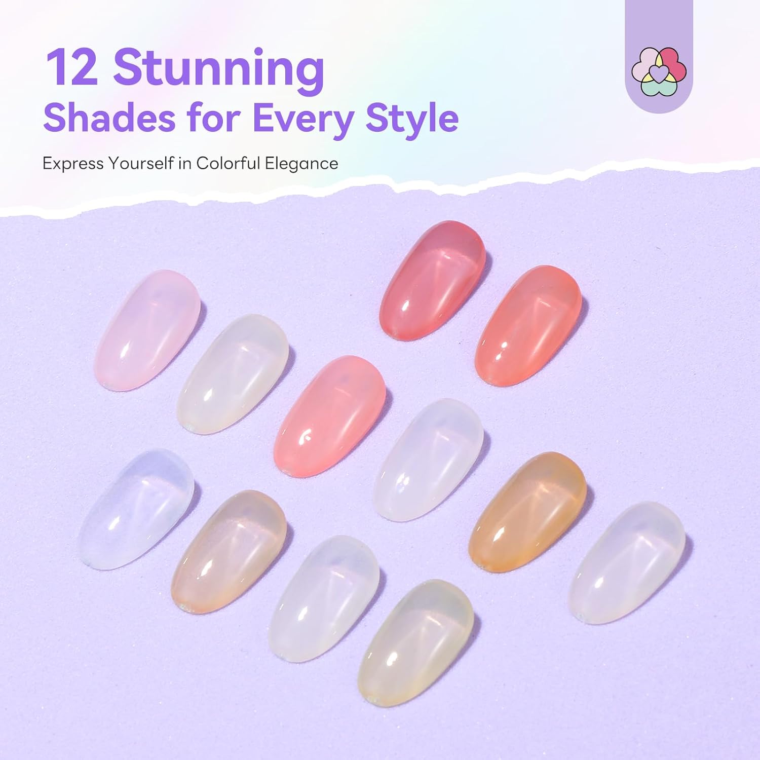 SAVILAND Jelly Nail Polish Set: 12 Colors Natural Nudes Pink Nail Sheer White Polish Air Quick Dry Fingernail Polish 12-Free Nail Lacquer DIY At Home Manicure Gift for Girls Women Christmas