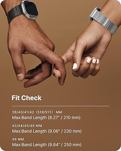 Miniatura 5 de Fullmosa Compatible con correas de reloj Apple de 1.77, 1.73, 1.65 pulgadas para hombre y mujer, correa de malla de acero inoxidable con cierre