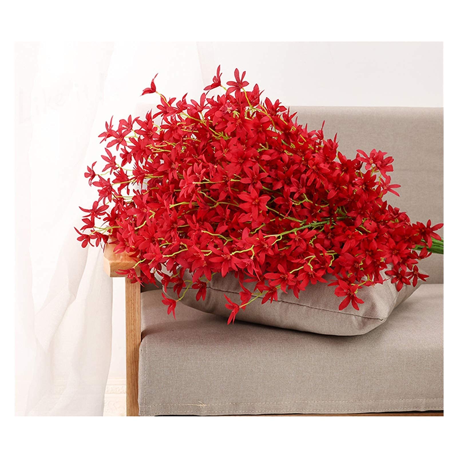 Künstliche Blumen, 12 Bündel, Blumenstrauß, künstliche Blumen für Zuhause, Hochzeitsstrauß, Garten, Innen- und Außendekoration (Farbe: Rot) Interesting Life