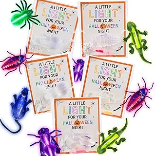 30 Packs Glow in the Dark Critters, Halloween Party Favors Bulk ,Goodie Bag Fillers, Halloween Gifts for Kids, Treats Non Candy, Halloween Classroom Favors, Teal Pumpkin Project