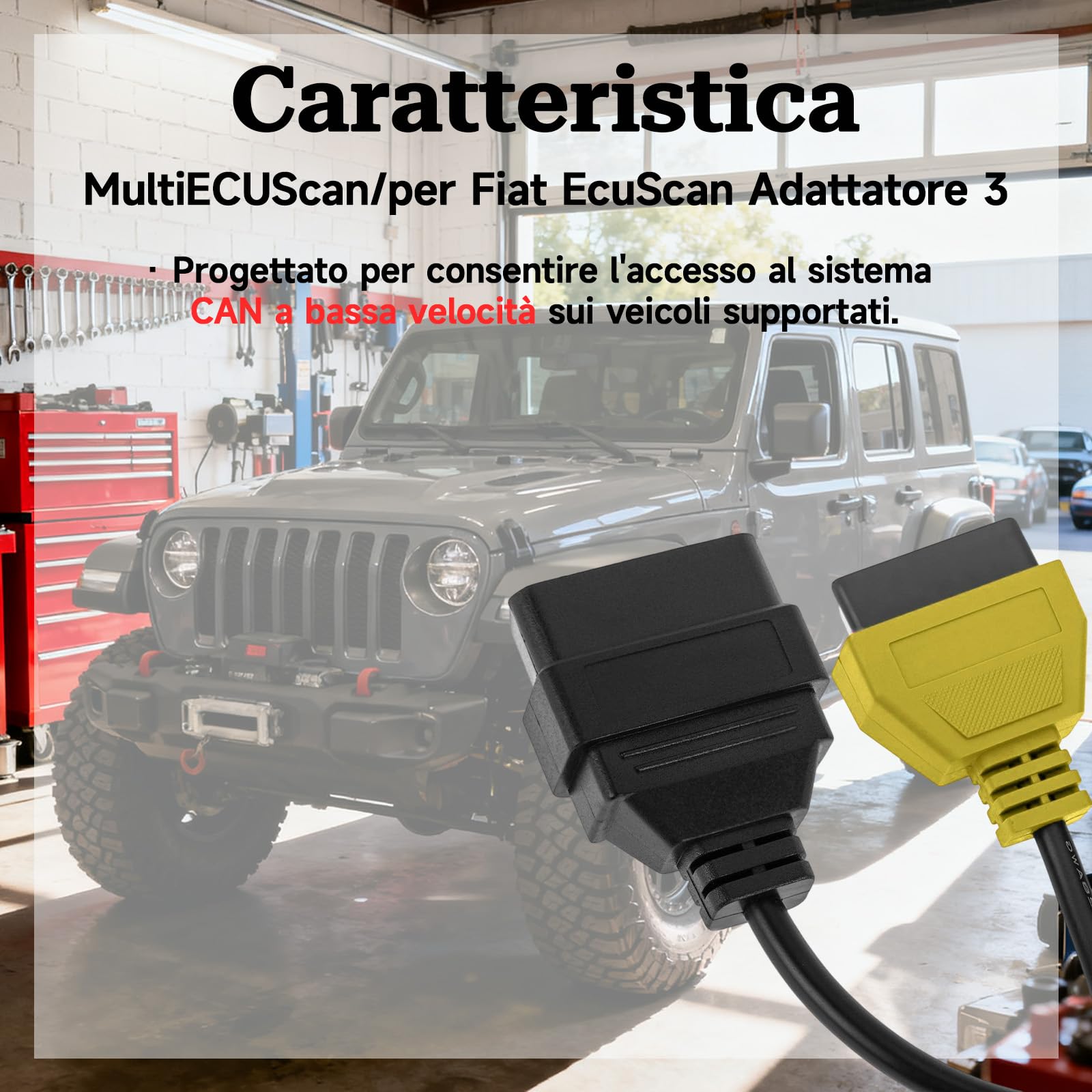 Cavo adattatore multiecuscan OBD2 A3 Giallo,per veicoli di serie di auto in Italia 'Can Service Reset Radio Seat Diagnostic,Fit for fiatecuscan obd,Scanner Cable Diagnostico Auto per Fiat
