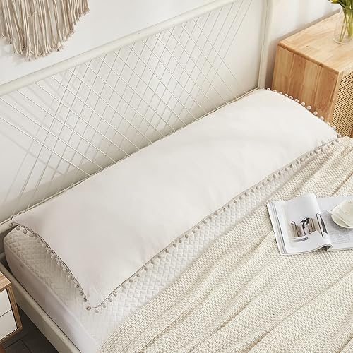 Miniatura 308 de Blue Body Pillow Cover Shabby Chic Long Pillow Case Cover Navy Blue Pom Poms Fringe Body Pillow case with Pocket Closure 20x54 inches(Body,Navy Blue)