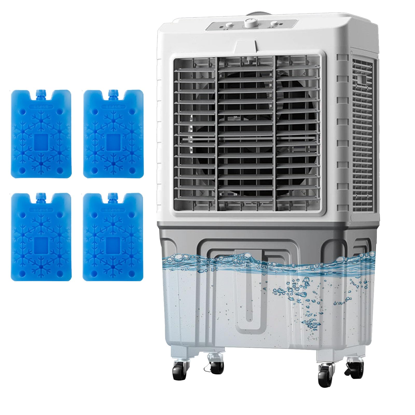Enfriador de aire evaporativo industrial comercial de 3 velocidades, portátil, oscilación automática de 120°, tanque de gran capacidad para el hogar, oficina, tienda, solución de refrigeración
