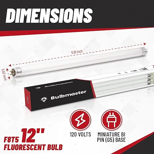Miniatura 4 de F8T5/WW Bombillas de tubo fluorescente de 8 vatios 3000K Bi Pin Blancas Cálidas 12" lineales T5 380 lúmenes 120 voltios - Lámpara fluorescente