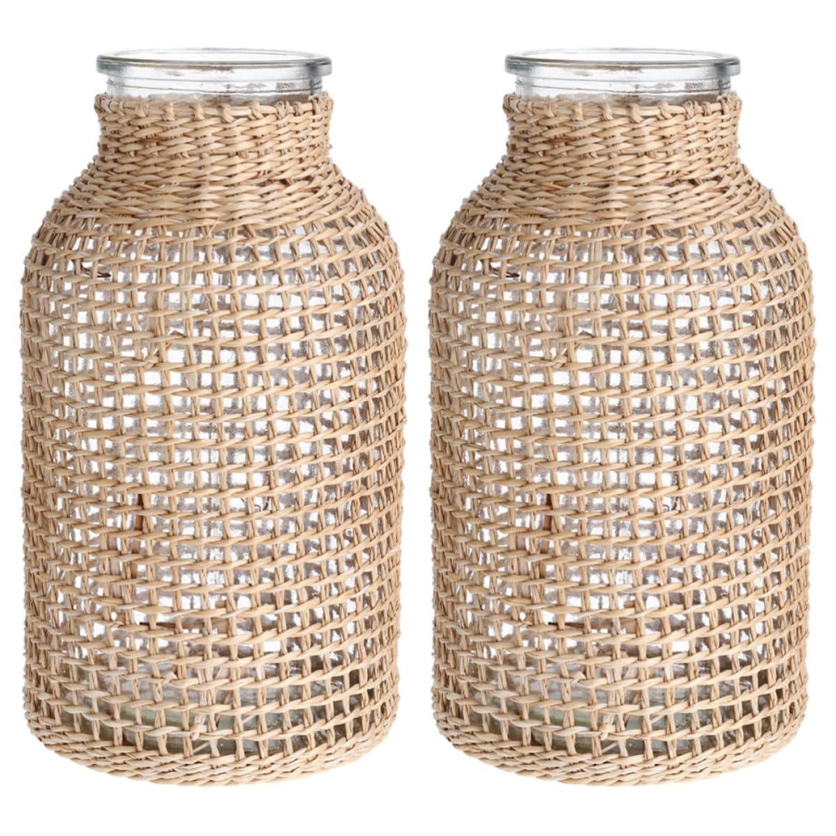 Vase en verre artisanal avec enveloppe paille Homoyoyo ornement créatif durable pour salon