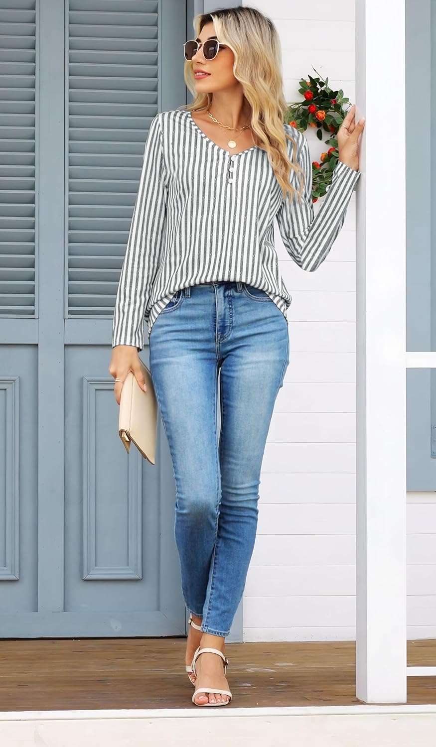 ETCYY NEW Long Sleeve Shirts for Women 2025 Casual Dressy Blouses Fashion Fall Tunic Tops - Image 5