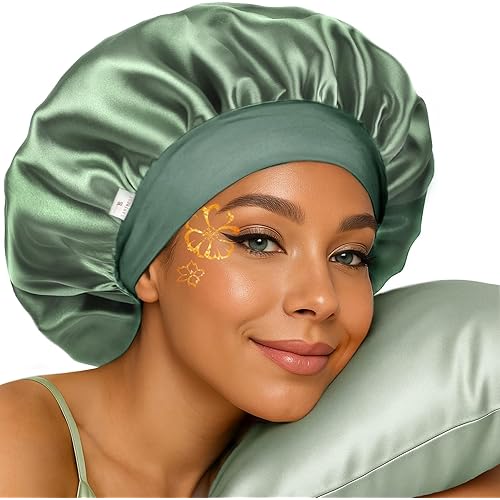 YANIBEST Silk Bonnet for Sleeping Women, Double Layer Hair Satin Bonnets with Elastic Band, Sleep Cap Curly Natural Hair