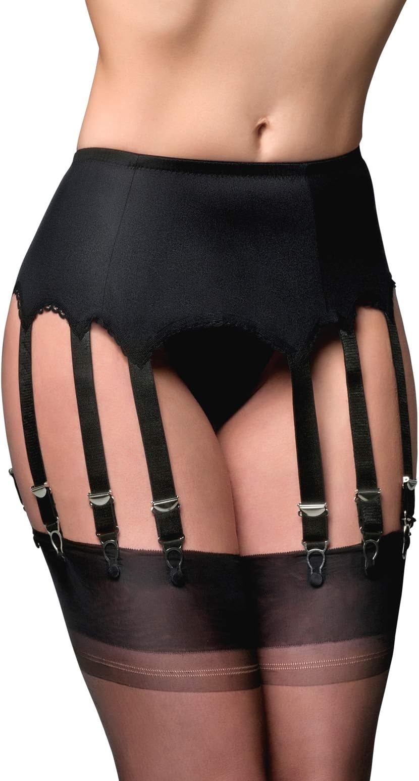 NDL12 Women's Black Garter Belt 12 Strap Suspender Belt XSmall