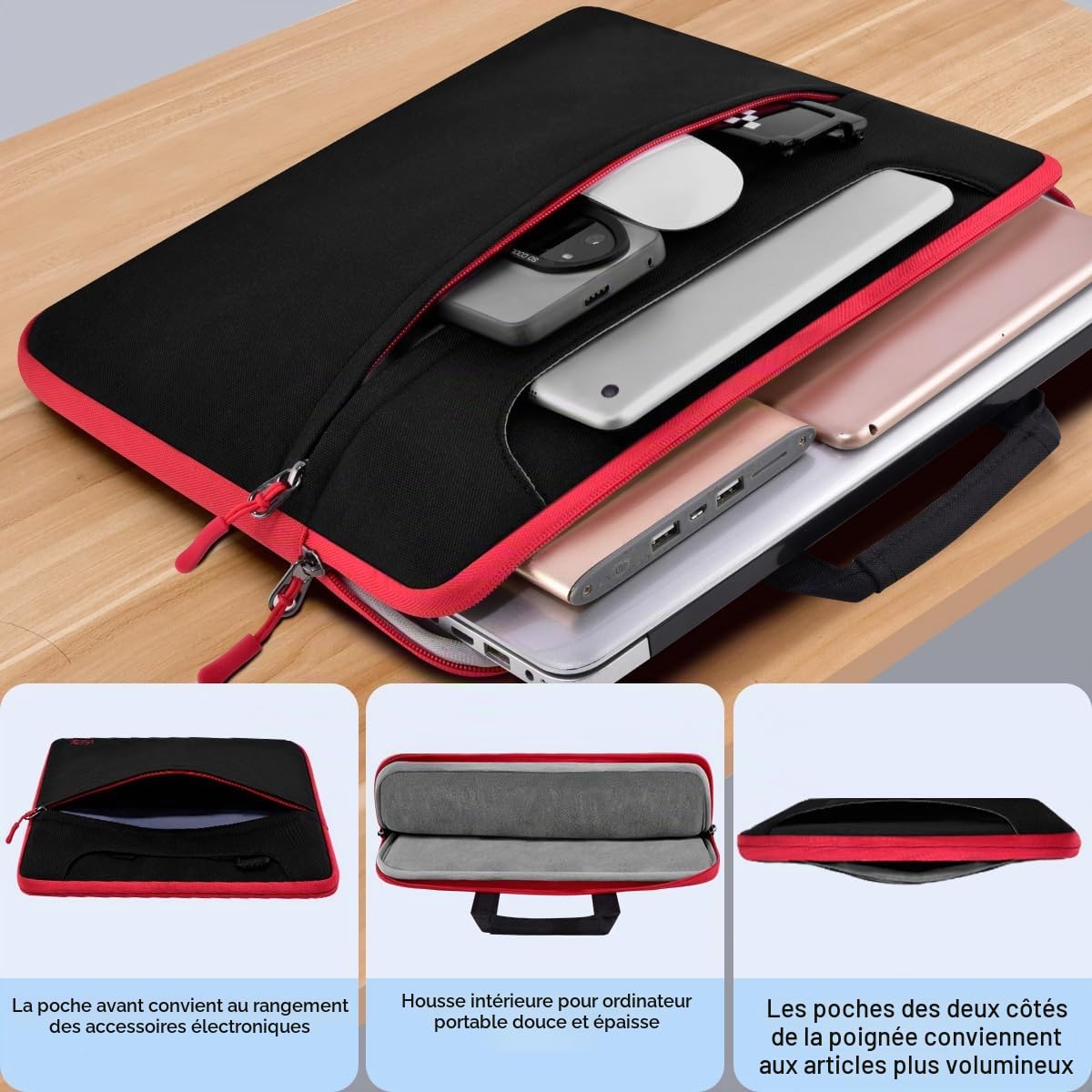 HSEOK Sacoche Bandoulière pour Ordinateur Portable,ompatible avec la plupart des Ordinateurs Portables 13"-17.3",Résistante aux Chocs,Multi-poches
