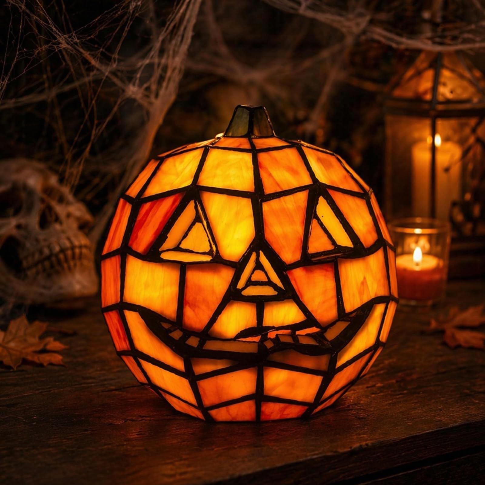 Halloween Decorations, Halloween Resin Pumpkin Lamp Warm Cozy Illumination