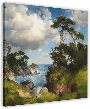 CFIOZYOS Thomas Moran - Coast of Monterey Art Print 19th Century Seascape Canvas Wall Art Print Poster For Home School Office Decor Frame 12x12inch30x30cm